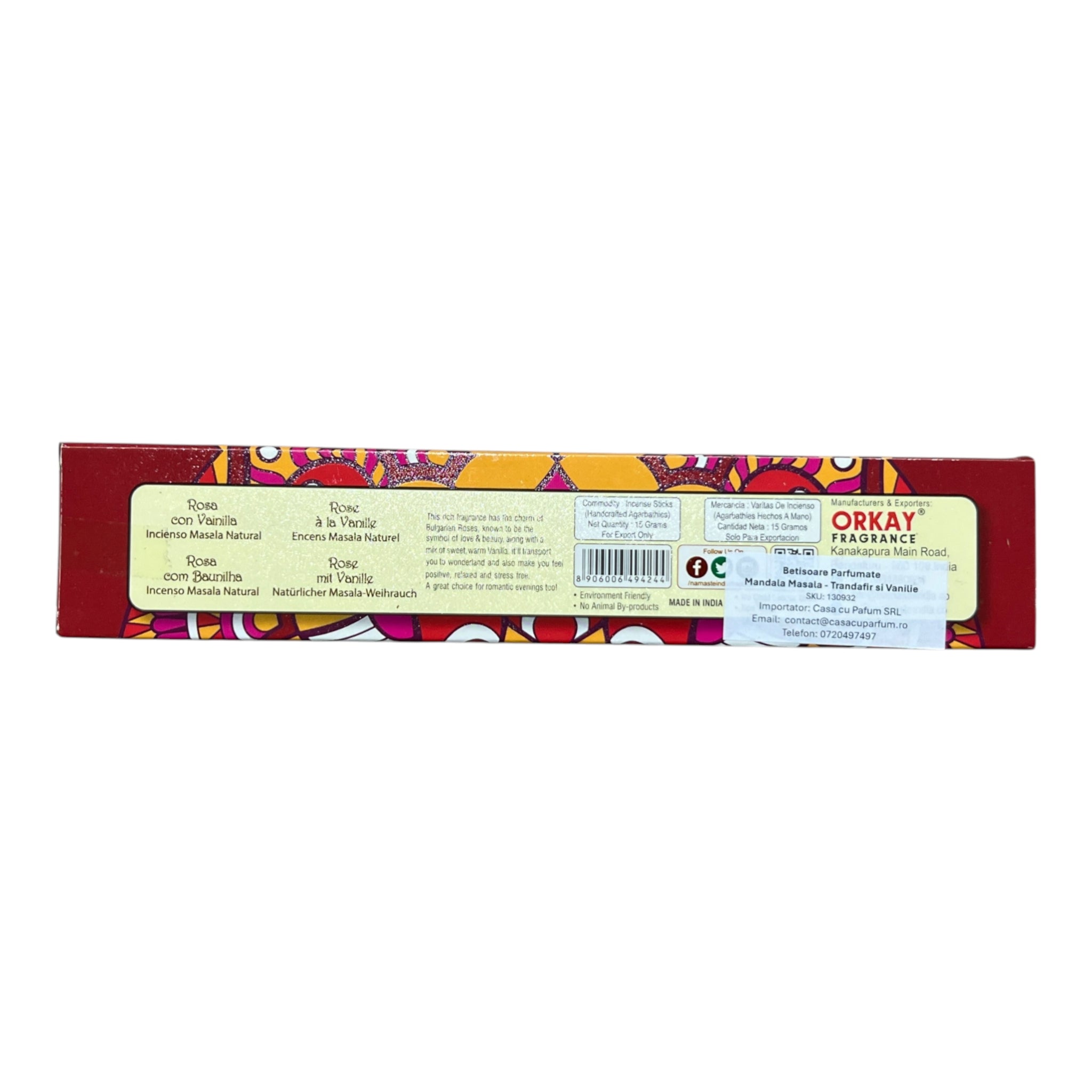 Betisoare Parfumate - Trandafir si Vanilie - Mandala Masala
