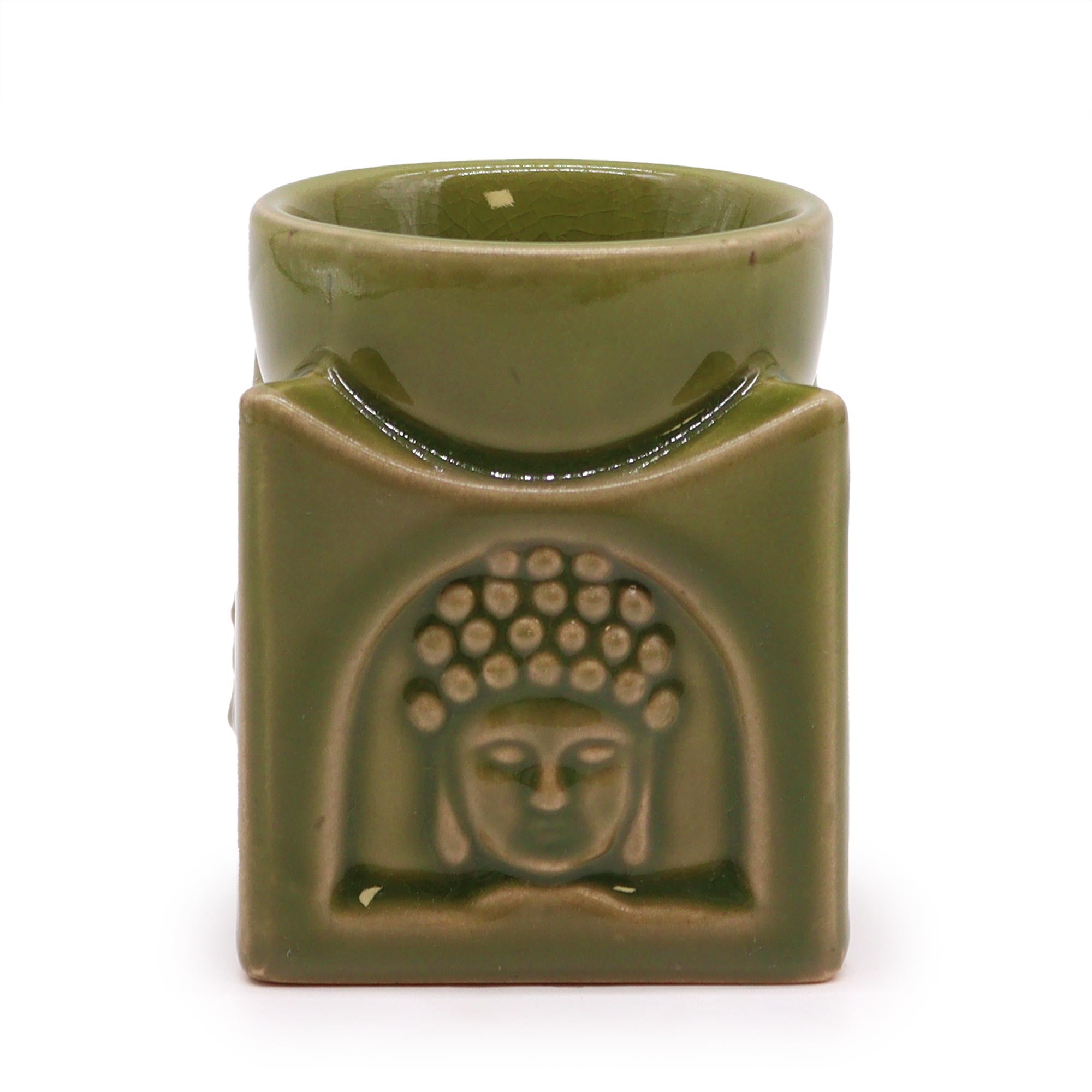 Arzator Aromaterapie Clasic cu Buddha Verde Kaki