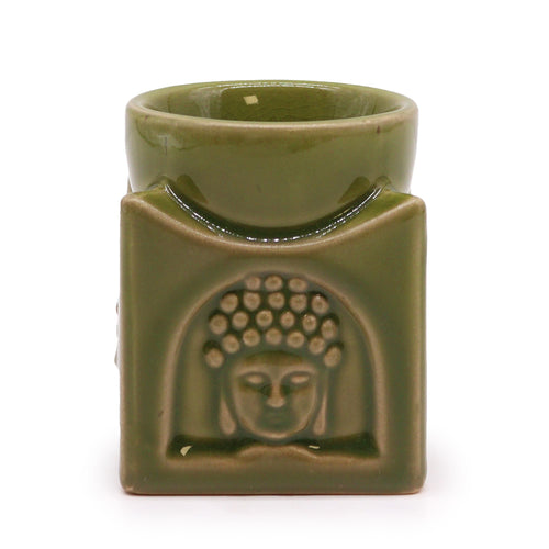 Arzător Aromaterapie Clasic cu Buddha Verde Kaki | Produs Casa cu Parfum
