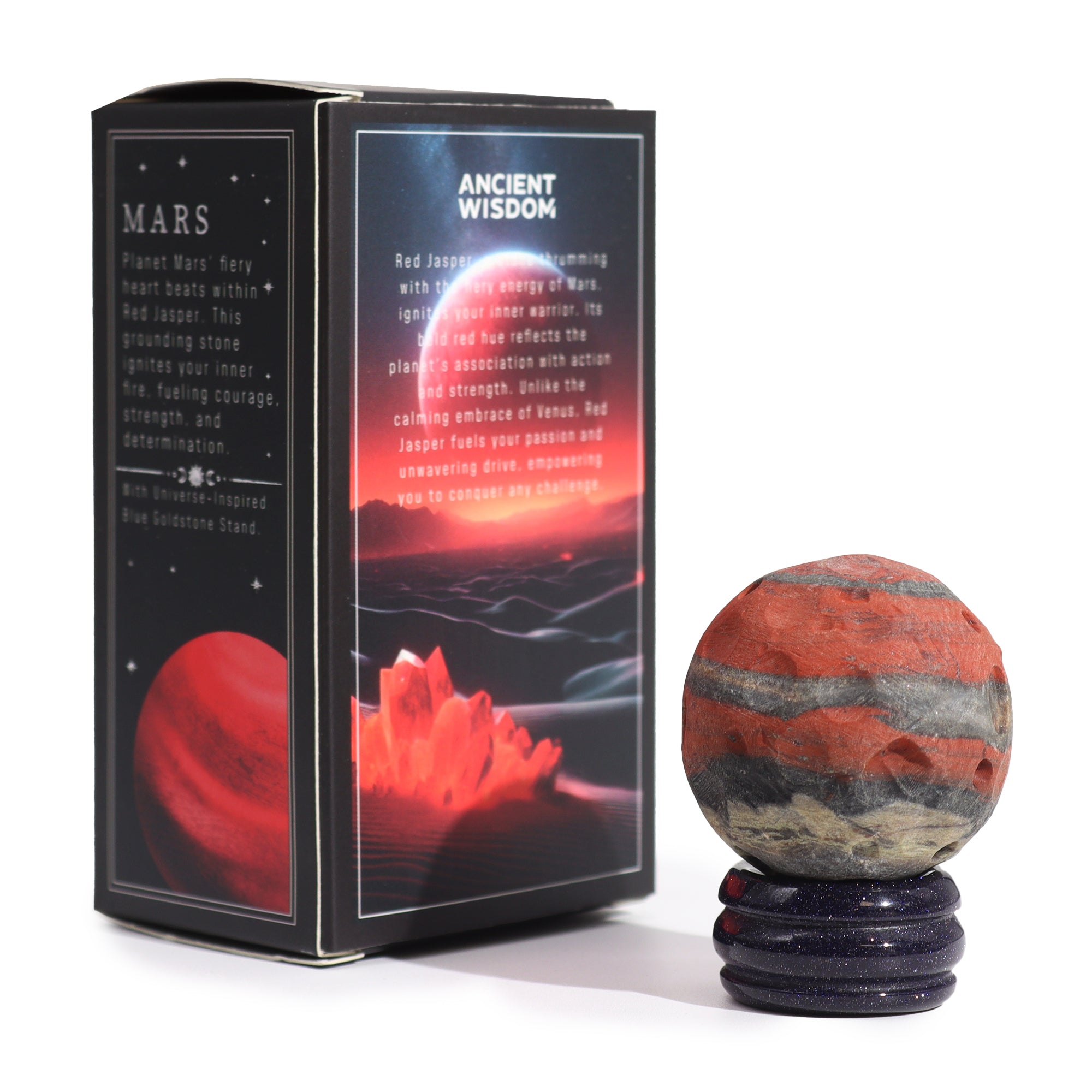 Planeta Marte Jasp Roșu Suport Goldstone | Produs Casa cu Parfum