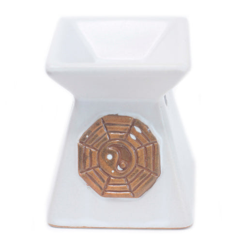 Arzător Aromaterapie Trapezoid Alb Yin Yang | Produs Casa cu Parfum