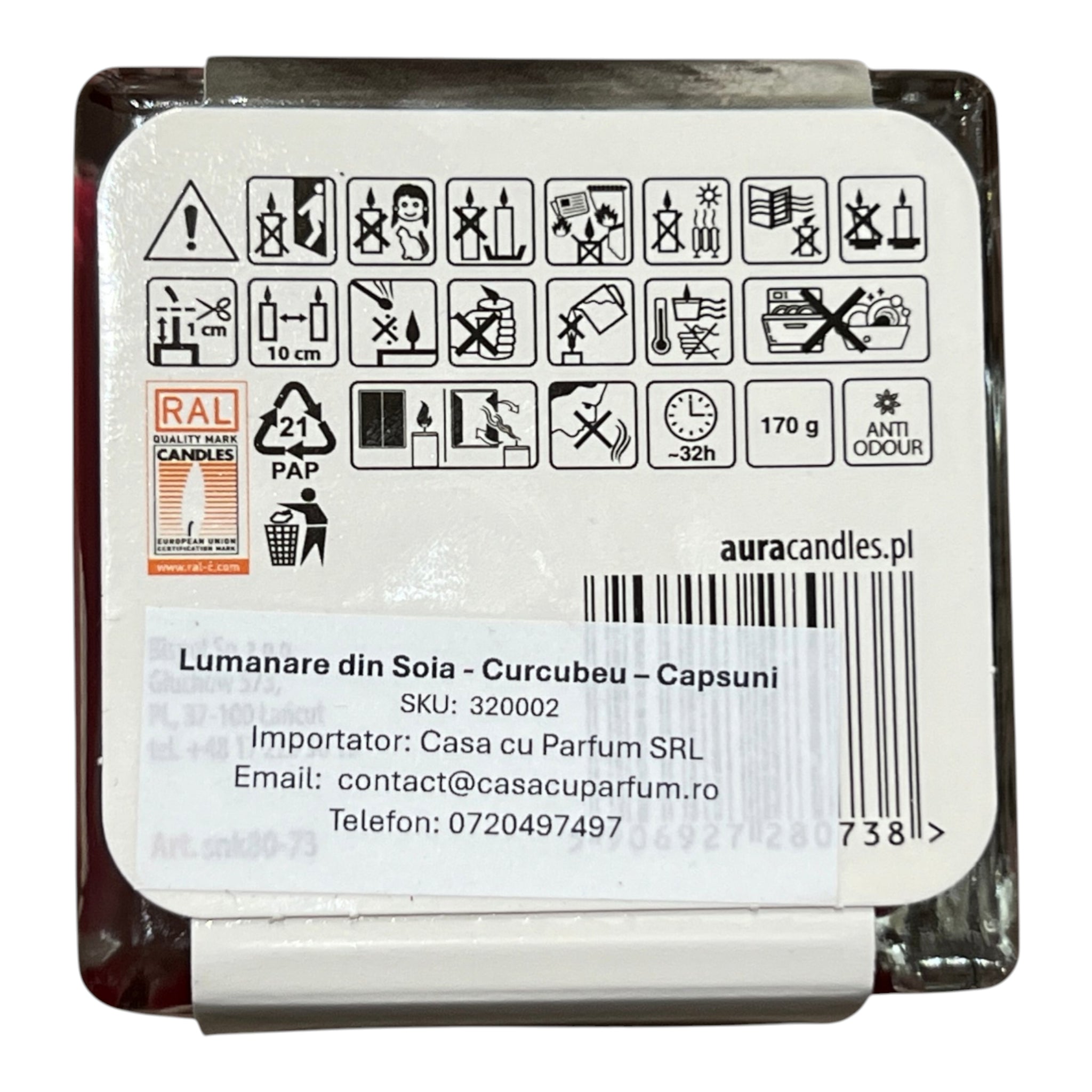 Lumanare din Soia - Curcubeu - Capsuni