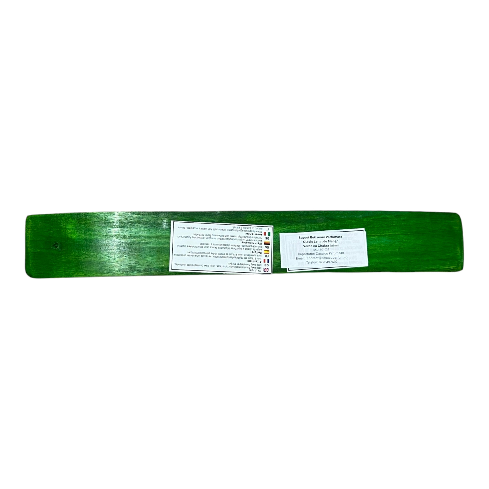 Suport Betisoare Parfumate - Clasic Lemn de Mango - Verde cu Chakra Inimii | Produs Casa cu Parfum