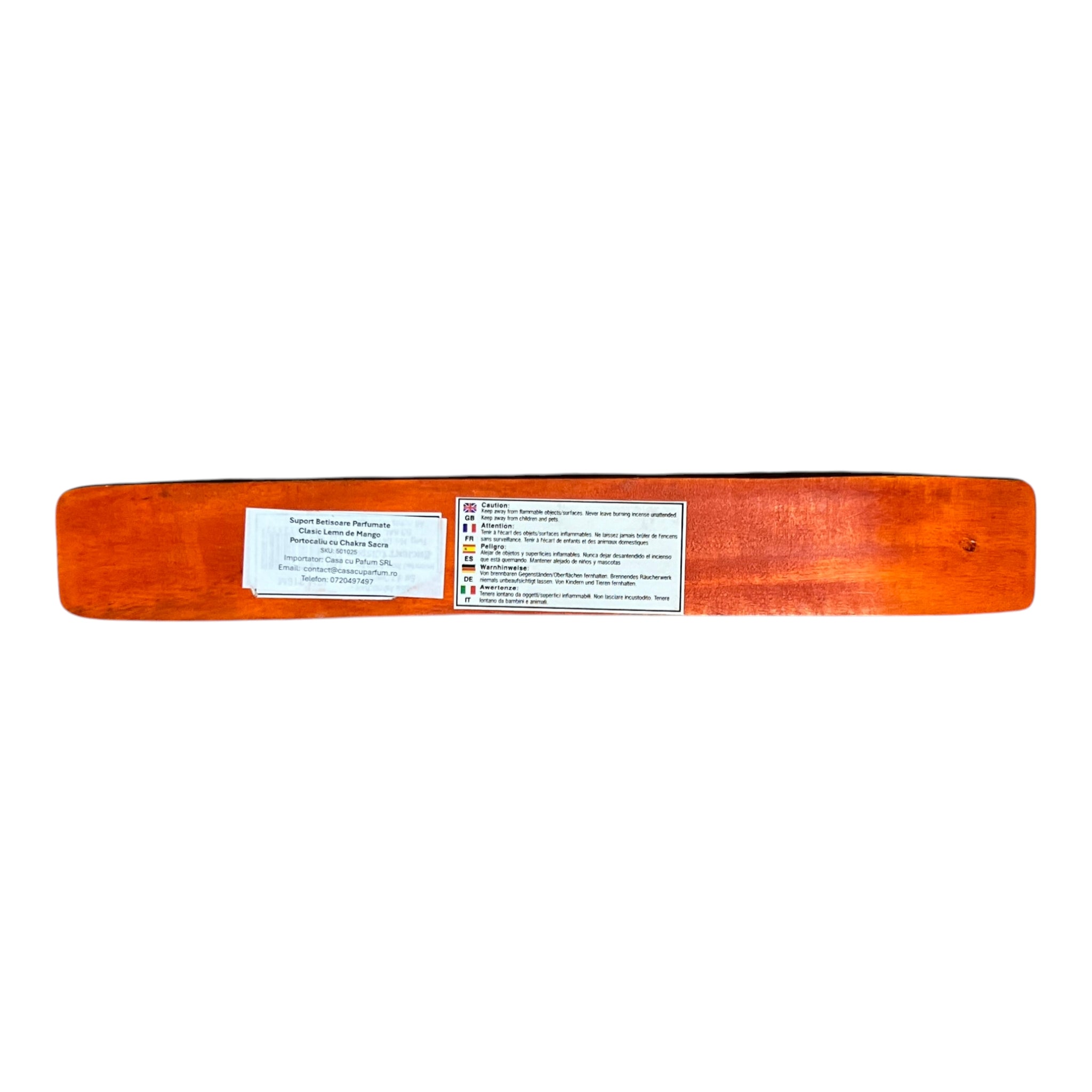 Suport Betisoare Parfumate - Clasic Lemn de Mango - Portocaliu cu Chakra Sacra | Produs Casa cu Parfum