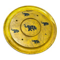 Suport Betisoare Parfumate - Disc din Lemn de Mango - Galben cu Simbol Elefant