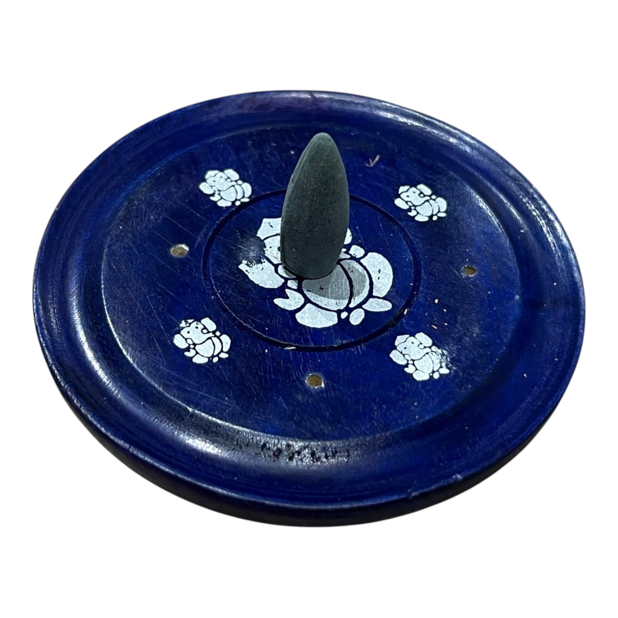 Suport Betisoare Parfumate - Disc din Lemn de Mango - Mov cu Simbol Ganesha | Produs Casa cu Parfum
